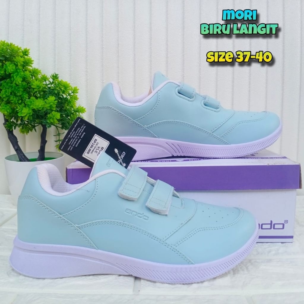 SEPATU SNEAKERS PEREKAT PUTIH WANITA ANDO TERBARU SIZE 37-40 MURAH - SEPATU ANDO LAYYA PUTIH VELCRO 