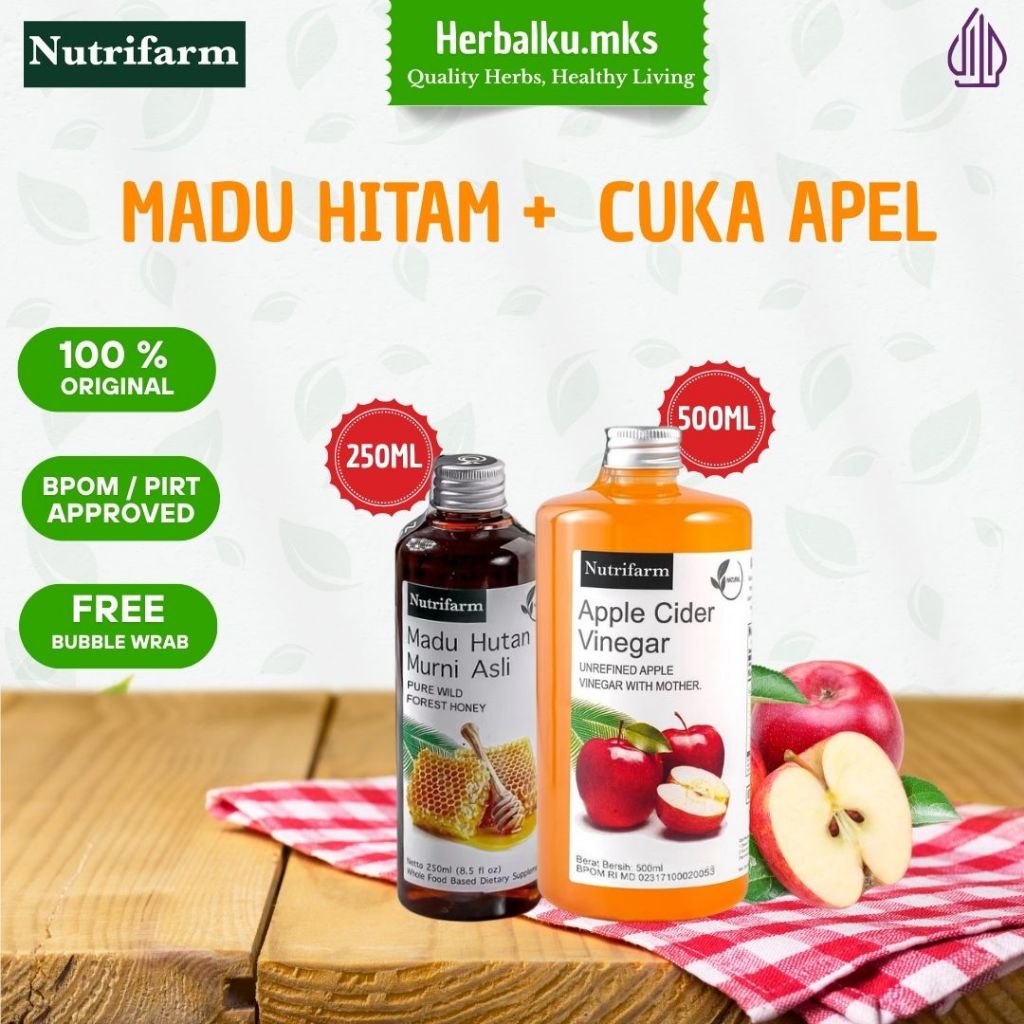 

NUTRIFARM Paket Cuka Apel 500 ml Dan Madu Hutan 250ml