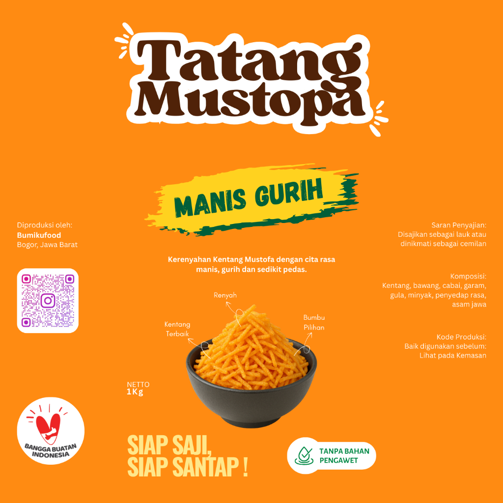 

TATANG MUSTOPA Kering Kentang Mustofa PEDAS MANIS GURIH Renyah Kriuk 1Kg Tanpa Pengawet Warung Ready