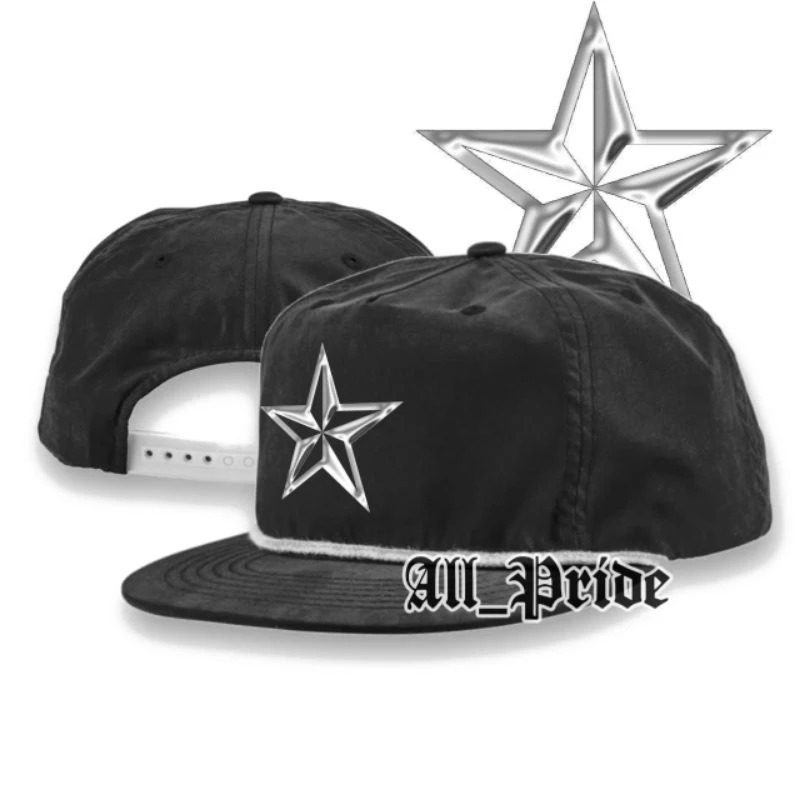 Topi Snapback Hitam Bintang Silver Pria Wanita / Baseball Cap Distro Bordir Logo Bintang / Topi Casu