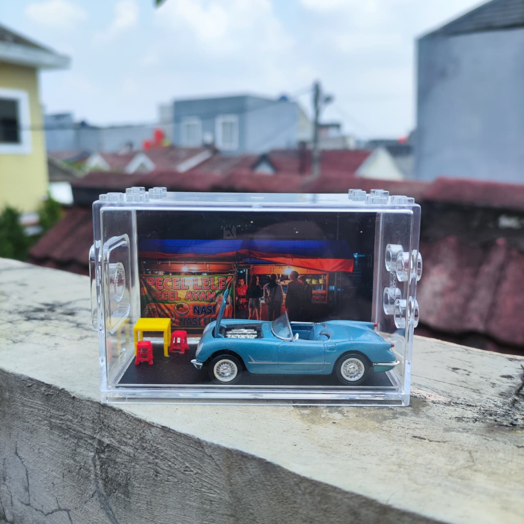 DIORAMA DIECAST PECEL LELE - MINI DIORAMA - DIORAMA MINI WITH ACRYLIC - PAJANGAN DIECAST - ACRYLIK D