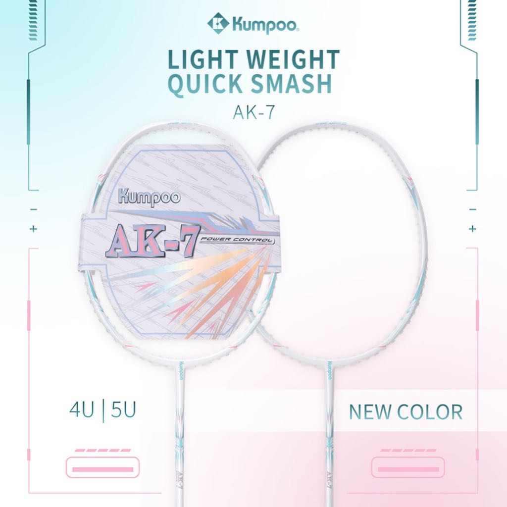 Kumpoo Badminton Racket Ak-7 New Color Power Control 4U 5U 30lbs | Raket Bulutangkis Ak7 Warna Baru 