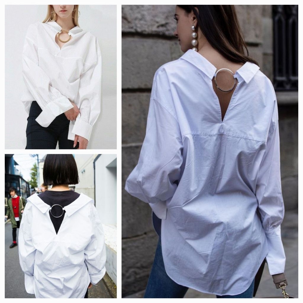 ZARA poplin oversize shirt with ring details