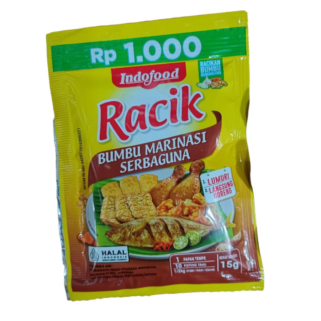 

Racik Indofood Bumbu Marinasi Serbaguna Kemasan Ekonomis 15gr Marinade Ayam Goreng Tempe Tahu Ikan