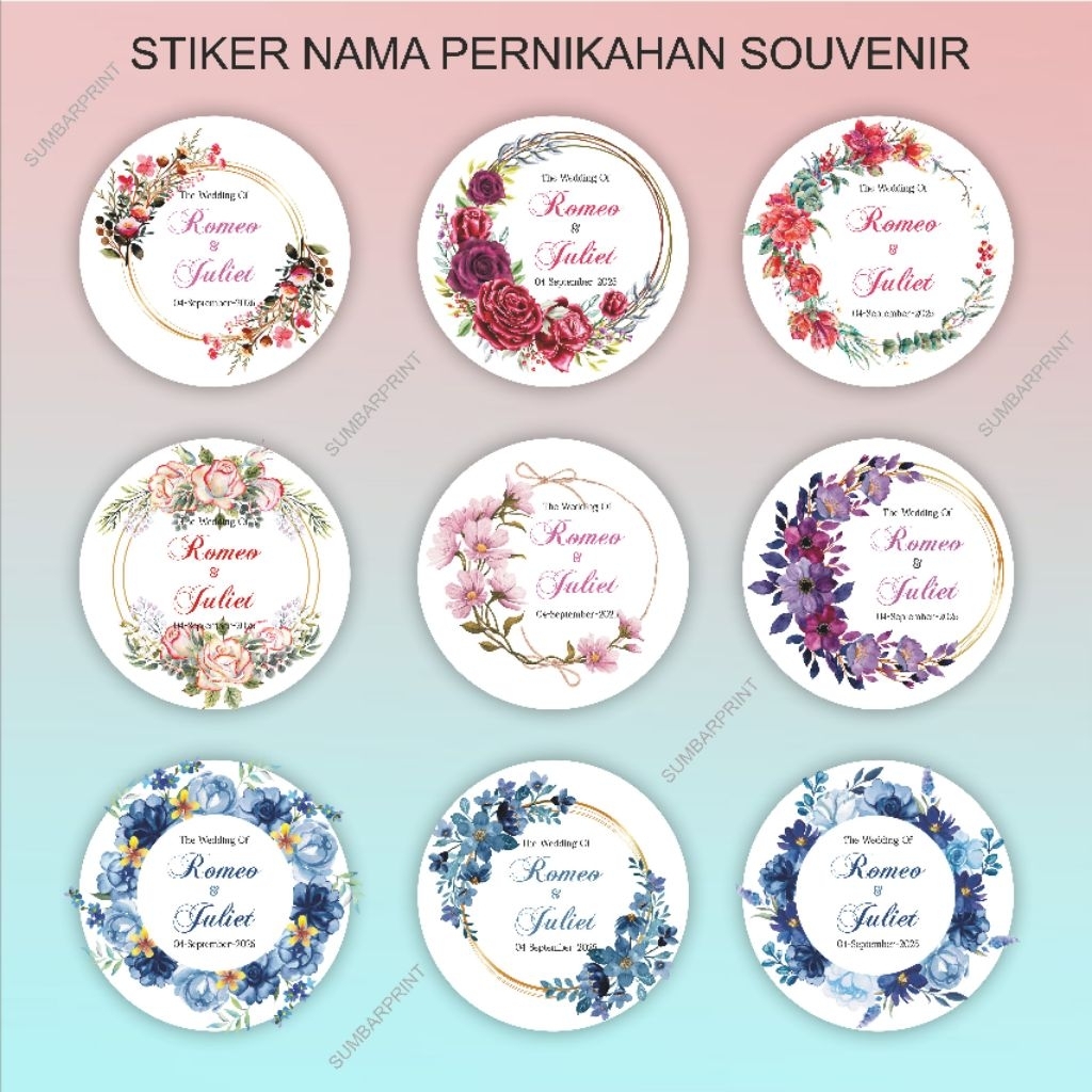 

345pcs stiker wedding sovenir undangan custom
