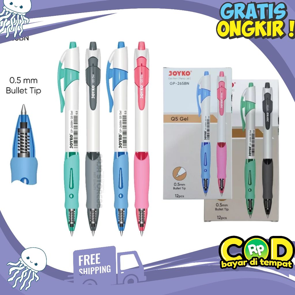 

Joyko Gel Pen 0.5mm GP-265BN Q5 Bullet Tip Bolpen Pulpen Retractable