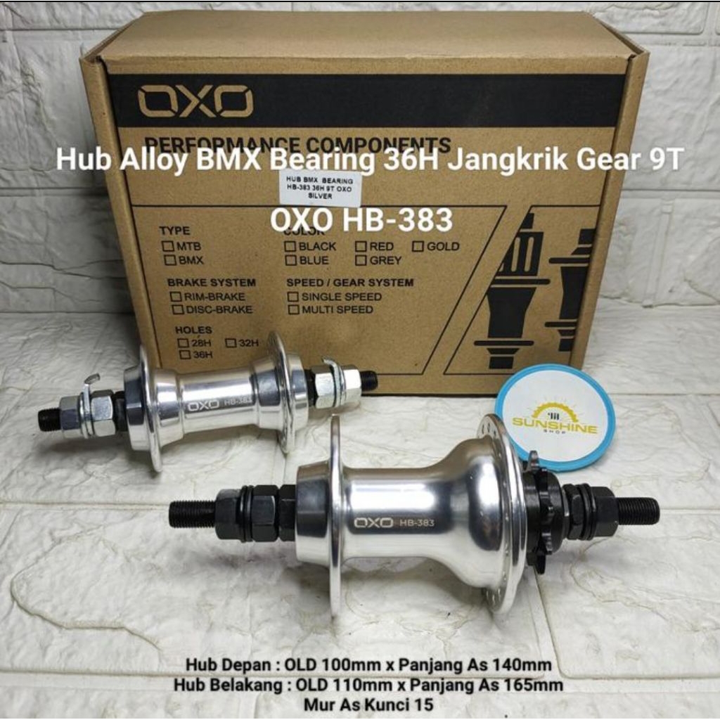 Hub Freehub Bearing 36H OXO HB383 Alloy Single 1 Speed Gir Freewheel 9T Sepeda BMX 20