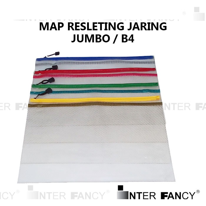 Map Tas Dokumen Nota Plastik Resleting Jaring. Ukuran B4, Jumbo, Folio, Stopmap.  Berfungsi untuk me
