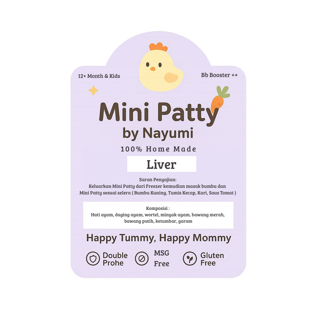 

1 Pack | 9 Pcs Mini Patty - Liver - Hati Ayam | Mini Patty by Nayumi | Full Daging Tanpa Tepung