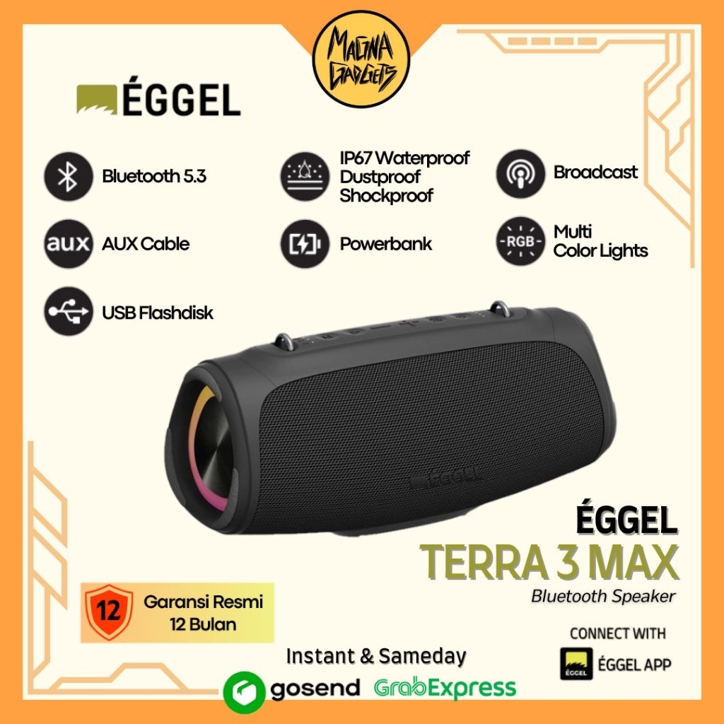 Eggel Terra 3 Max Waterproof Bluetooth Speaker with RGB Lights