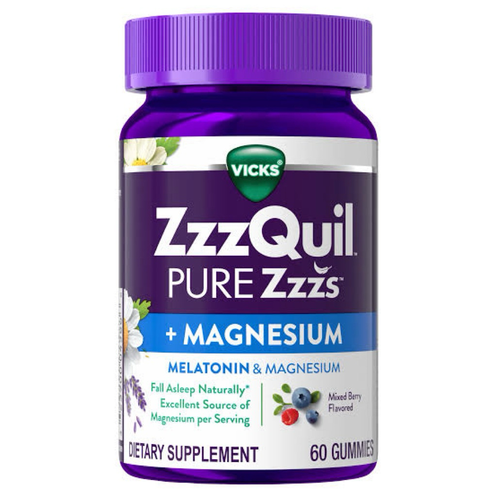 [IMPORT 6MG 10 PCS - BOTTLE] ZzzQuil Pure Zzzs Vicks Melatonin and Magnesium Sleep Gummies