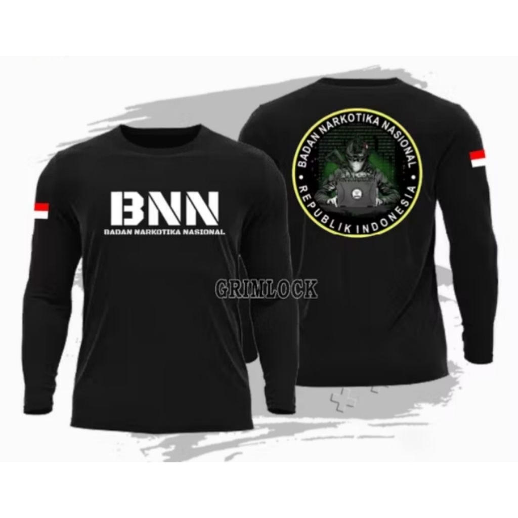 KAOS HITAM LENGAN PANJANG BADAN NARKOTIKA NASIONAL -Baju polisi Pria Keren