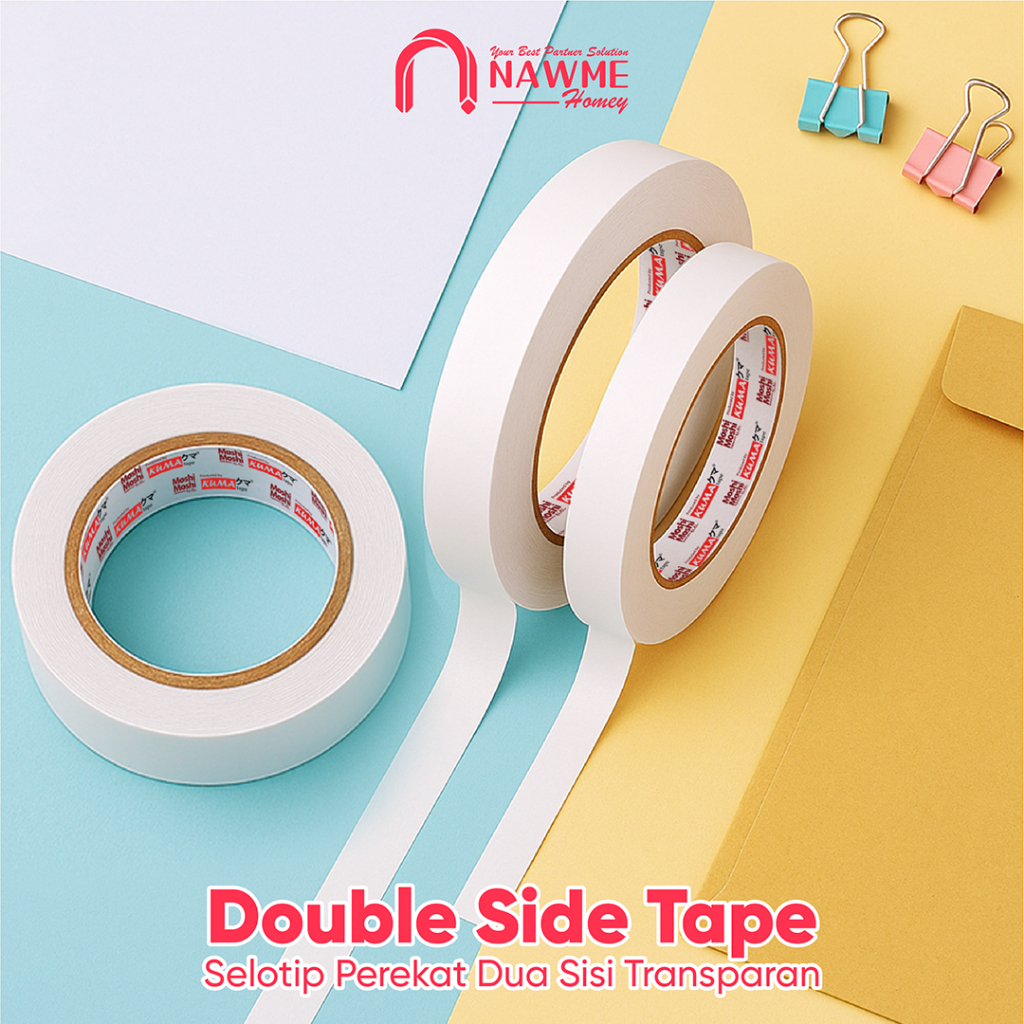 

Double Side Tape Moshi 50 Micro 12/24/45 mm Peralatan Kantor Prakarya Anak Perekat Kuat 15 Yard