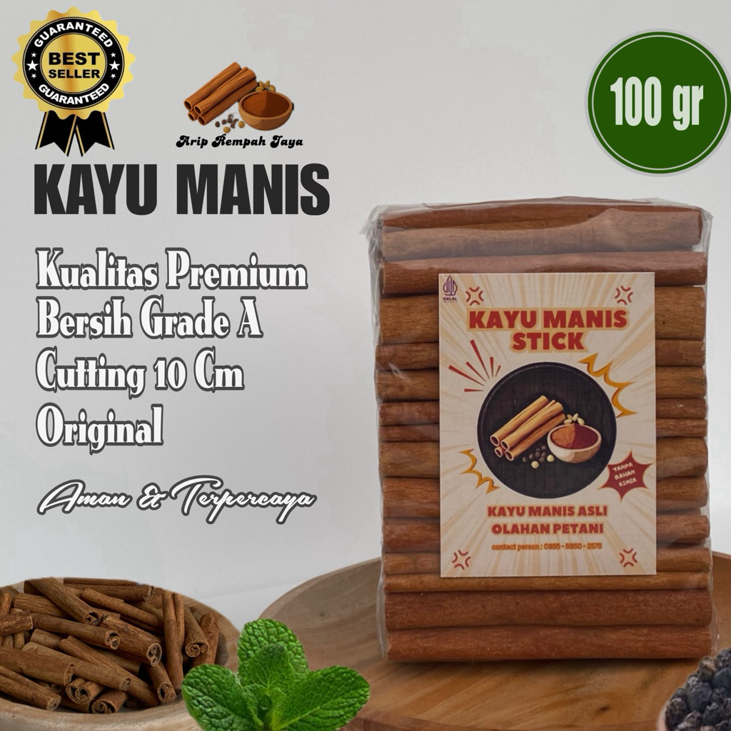 

Kayu Manis Batang. 100 gram Kualitas Premium, Bumbu Dapur, Alami Tanpa Bahan Kimia
