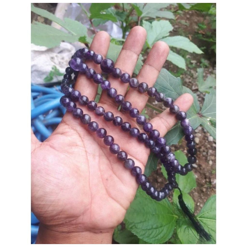 Tasbih Batu Alam Kecubung Ungu Natural 8 mm