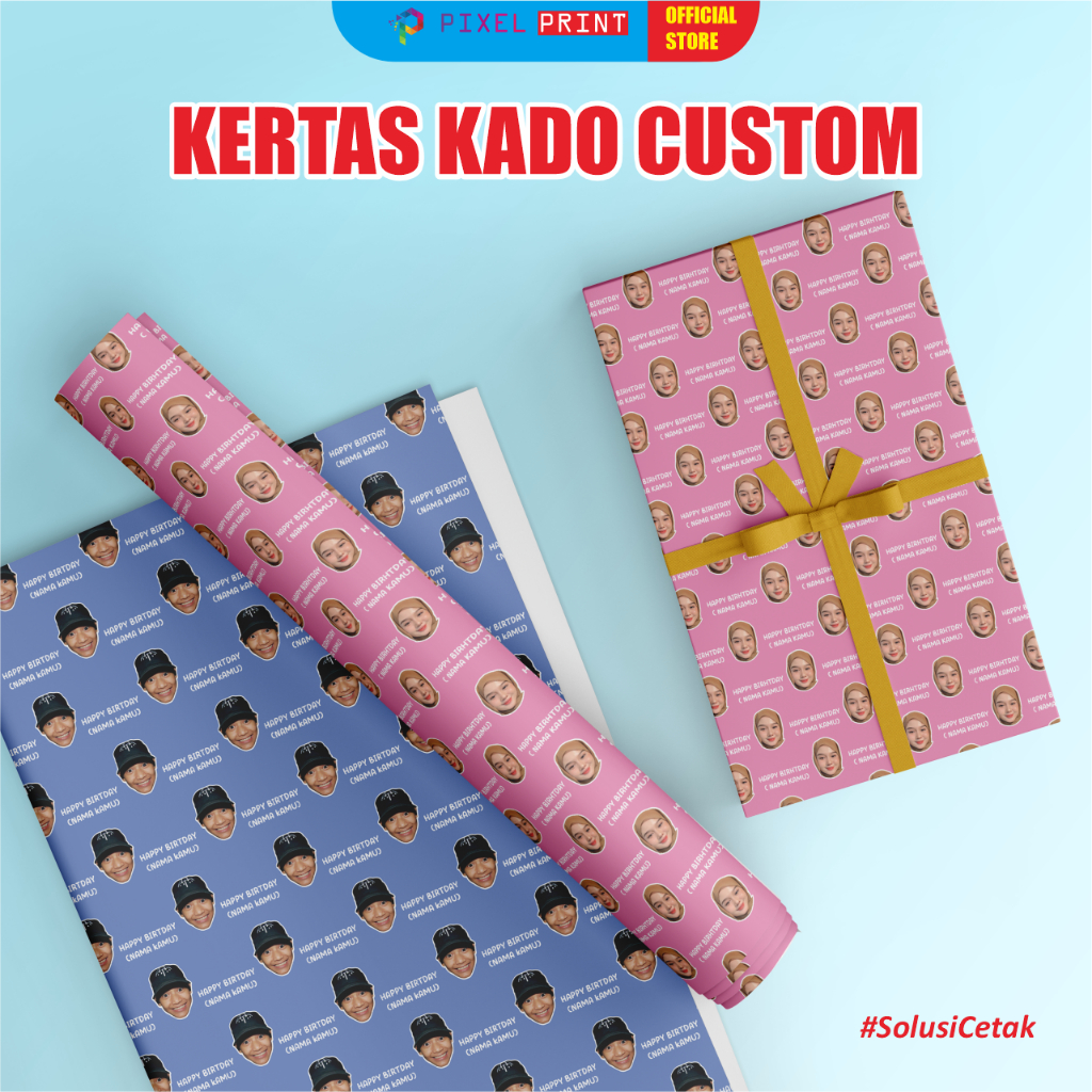 

Pixel Print - Kertas Kado Custom Foto / Custom Nama / Artpaper / Gift Ulang Tahun / Gift Weeding / Kado Aesthetic