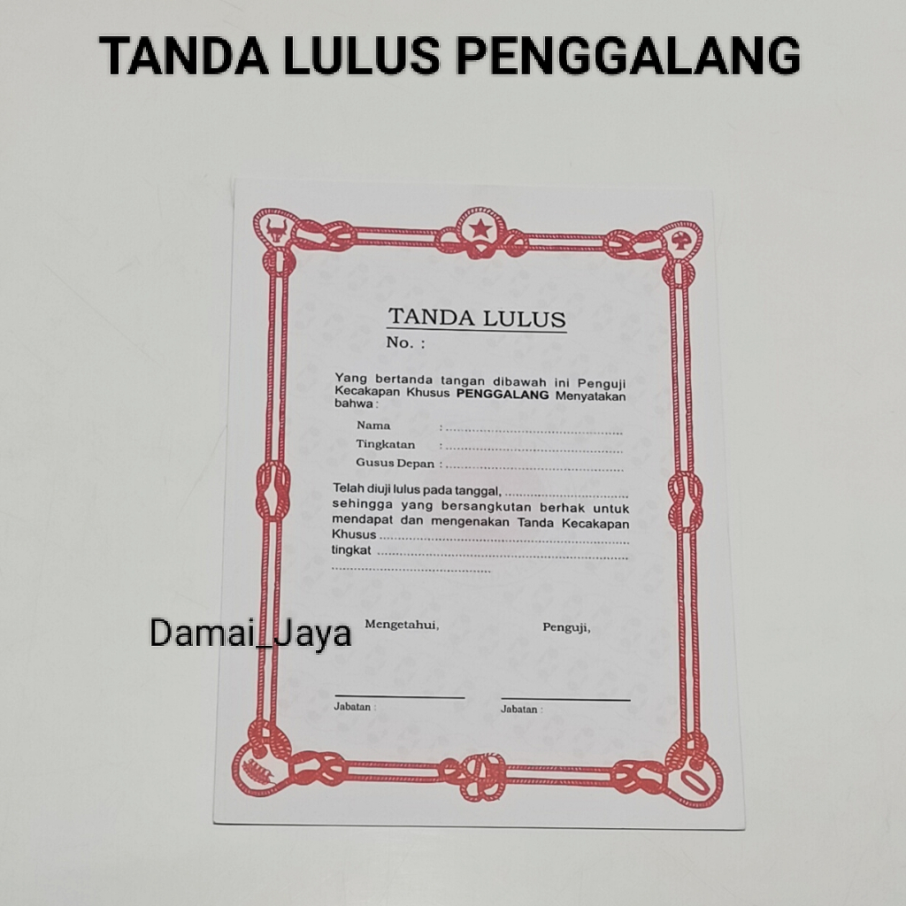 

Sertifikat TKU Pramuka Penggalang 5 Lembar