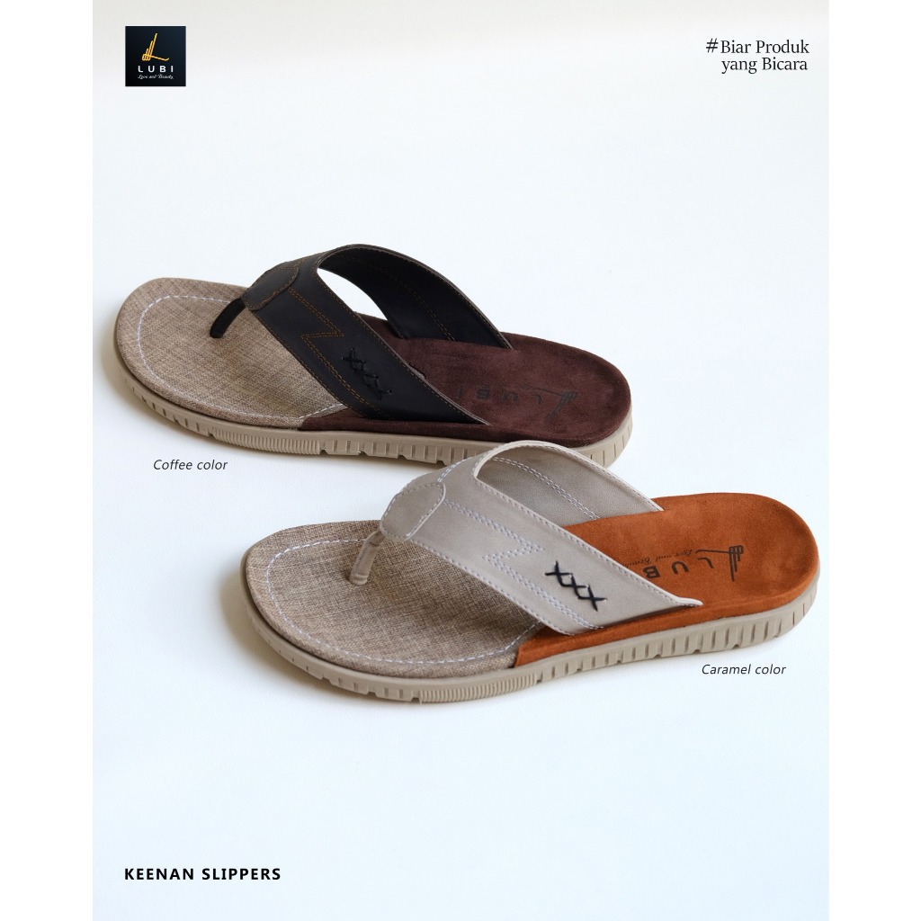 Lubi Sendal Pria KEENAN SLIPPERS Sendal Pria Modern Elegan Bahan SUEDE Nyaman Sandal Anti Slip Kekin