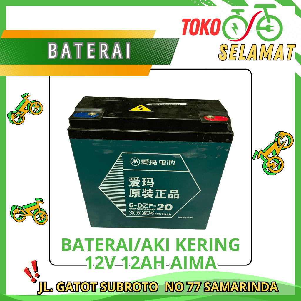 BATERAI/AKI KERING SEPEDA LISTRIK12V 20AH AIMA