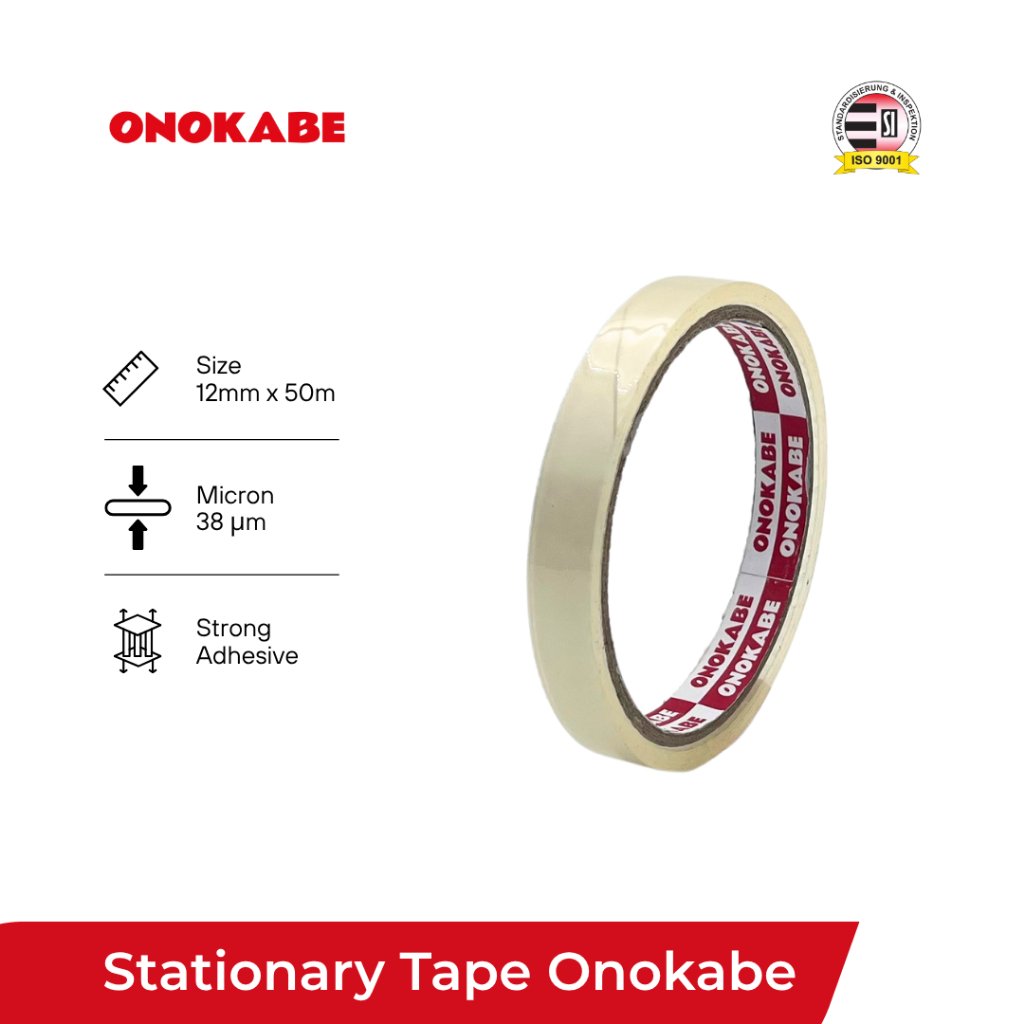 

Stationary Tape / Isolasi Bening 12mm x 50m 1 Rol - Lakban Onokabe