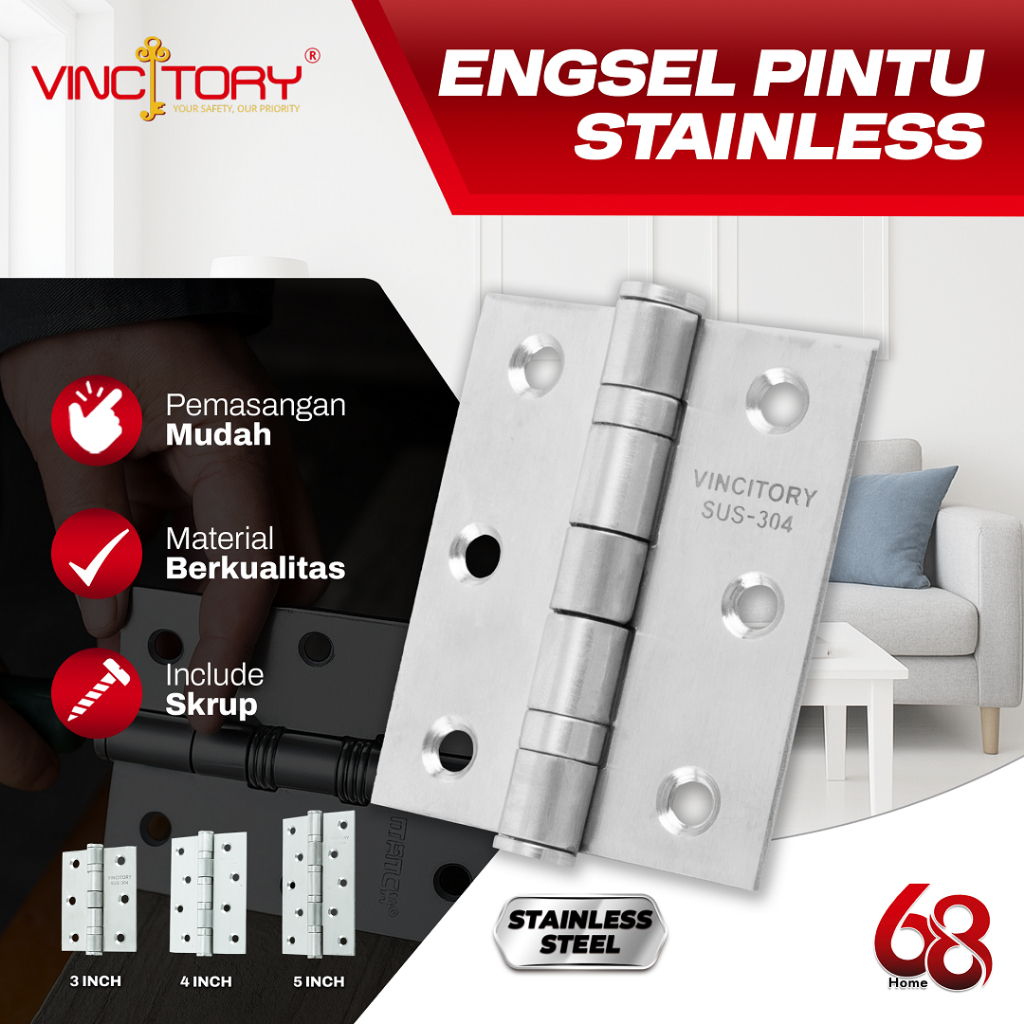 Engsel Pintu Lemari VINCITORY Engsel Pintu Stainless Engsel Plat Jendela