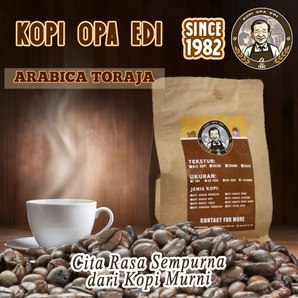 

Kopi Arabica Toraja 100% murni tanpa campuran kopi Opa Edi