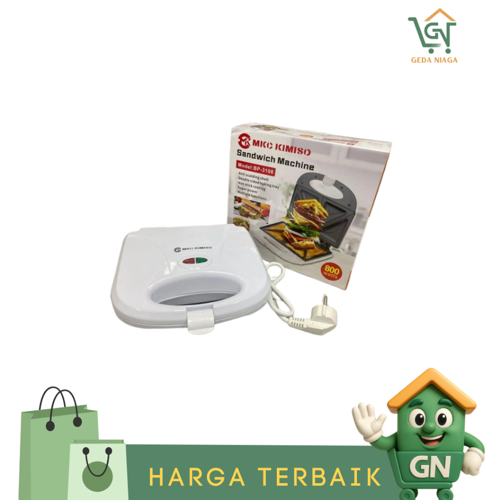 MKC KIMISO Sandwich Maker BP-3108 - Pemanggang Roti Listrik 800W