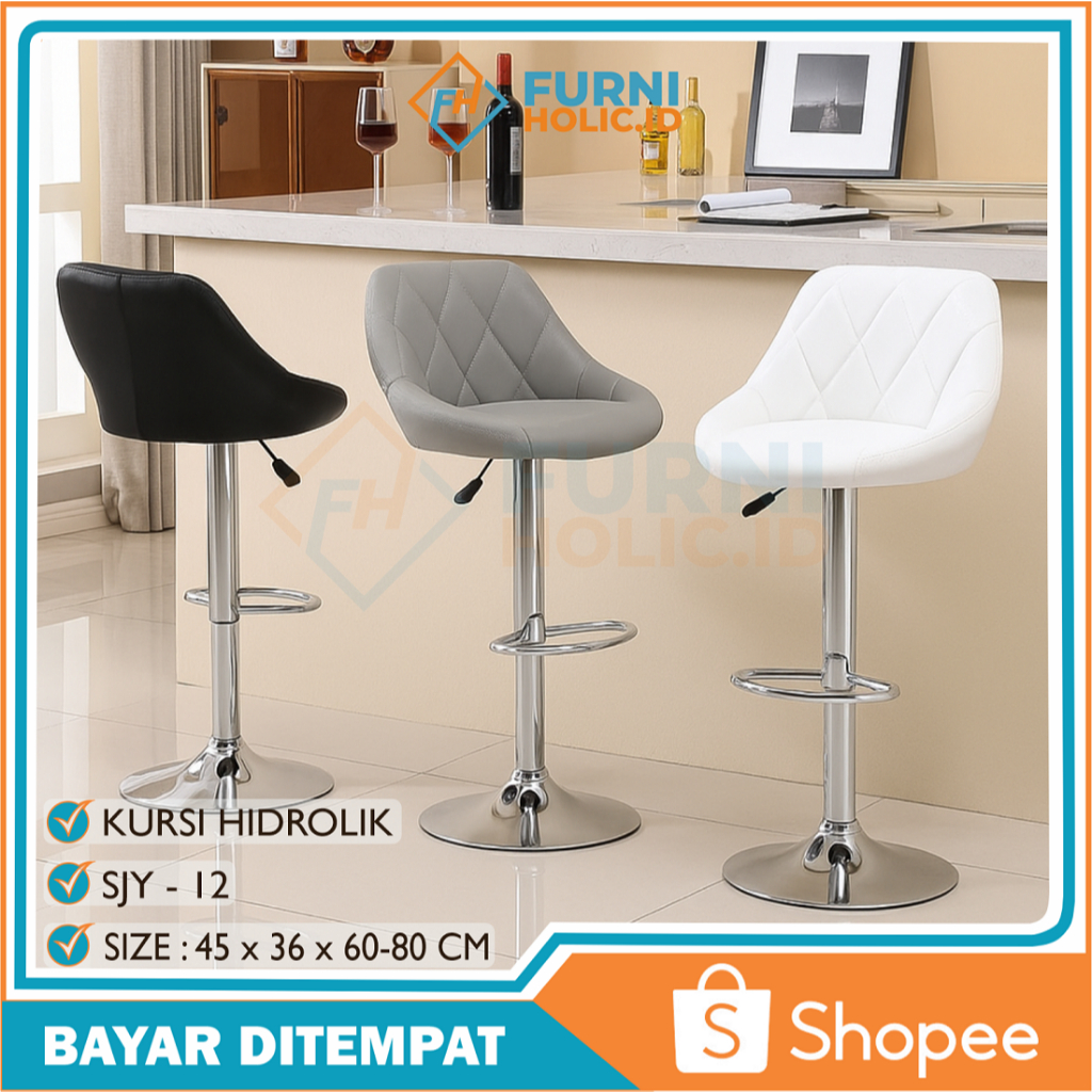 FURNIHOLIC Kursi Bar Hidrolik Bar Stool / Kursi Cafe / Kursi Hidrolik / Kursi Kitchenset / Kursi Bar
