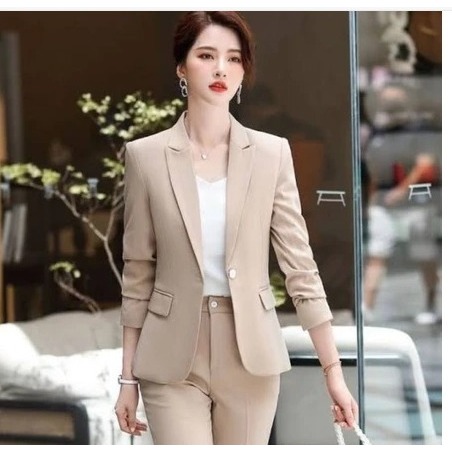 Blazer Kantor Wanita Blazer Wanita Blezer Wanita Jas Blaser Wanita korean Style Putih - Cream