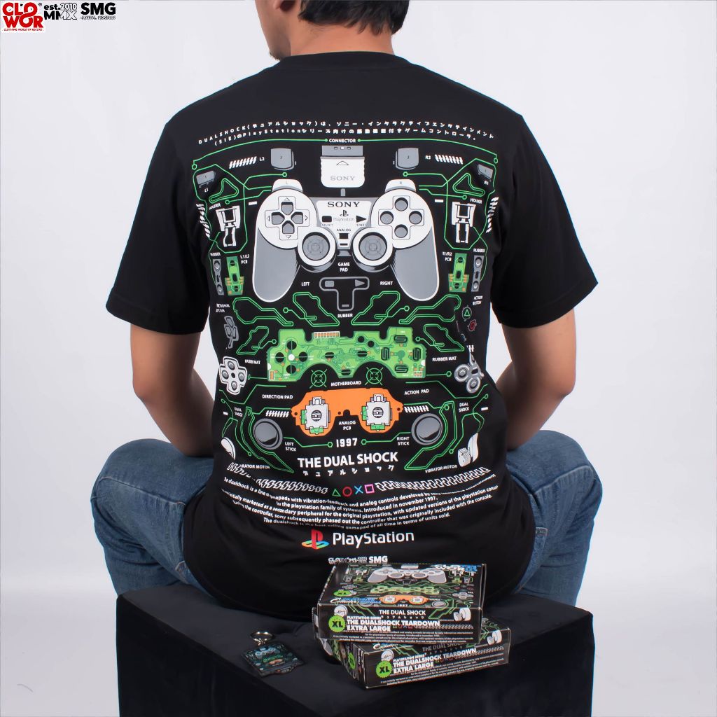 Kaos Pria Distro Original 100% CLOWOR Playstation DualShock Controller Teardown Game Playstation Ser
