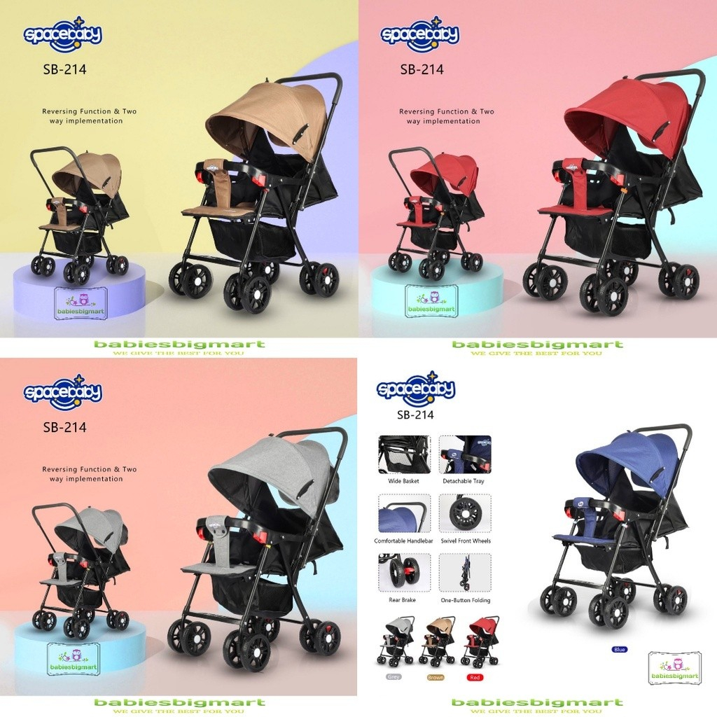 Stroller Bayi Spacebaby – Kereta Dorong Bayi Ringan, Lipat Praktis, Nyaman & Aman untuk Travelling