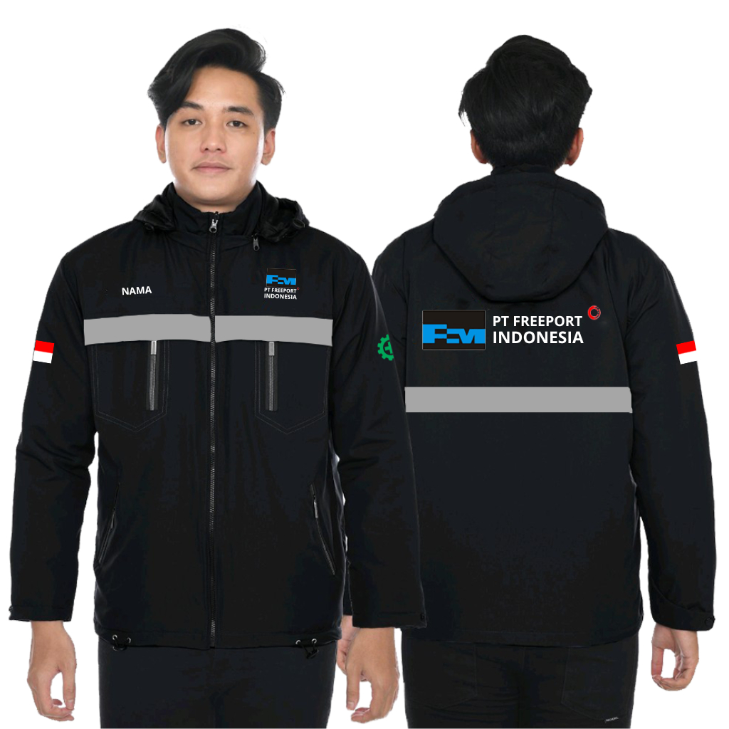 Jaket PT FREEPORT INDONESIA Scotlight Jaket pria Parasut Semi WF Bisa Custom Free Nama