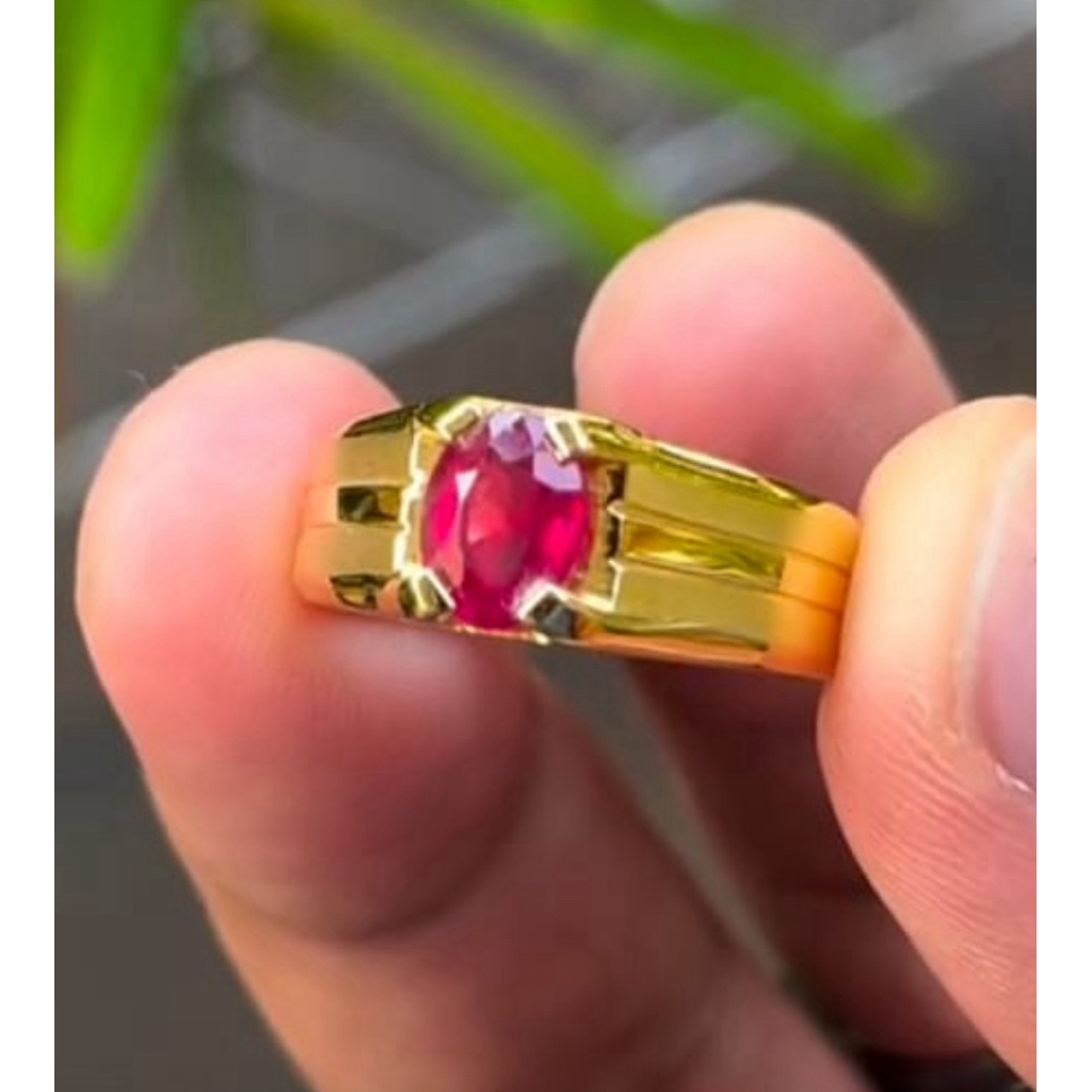 cincin perak batu natural ruby
