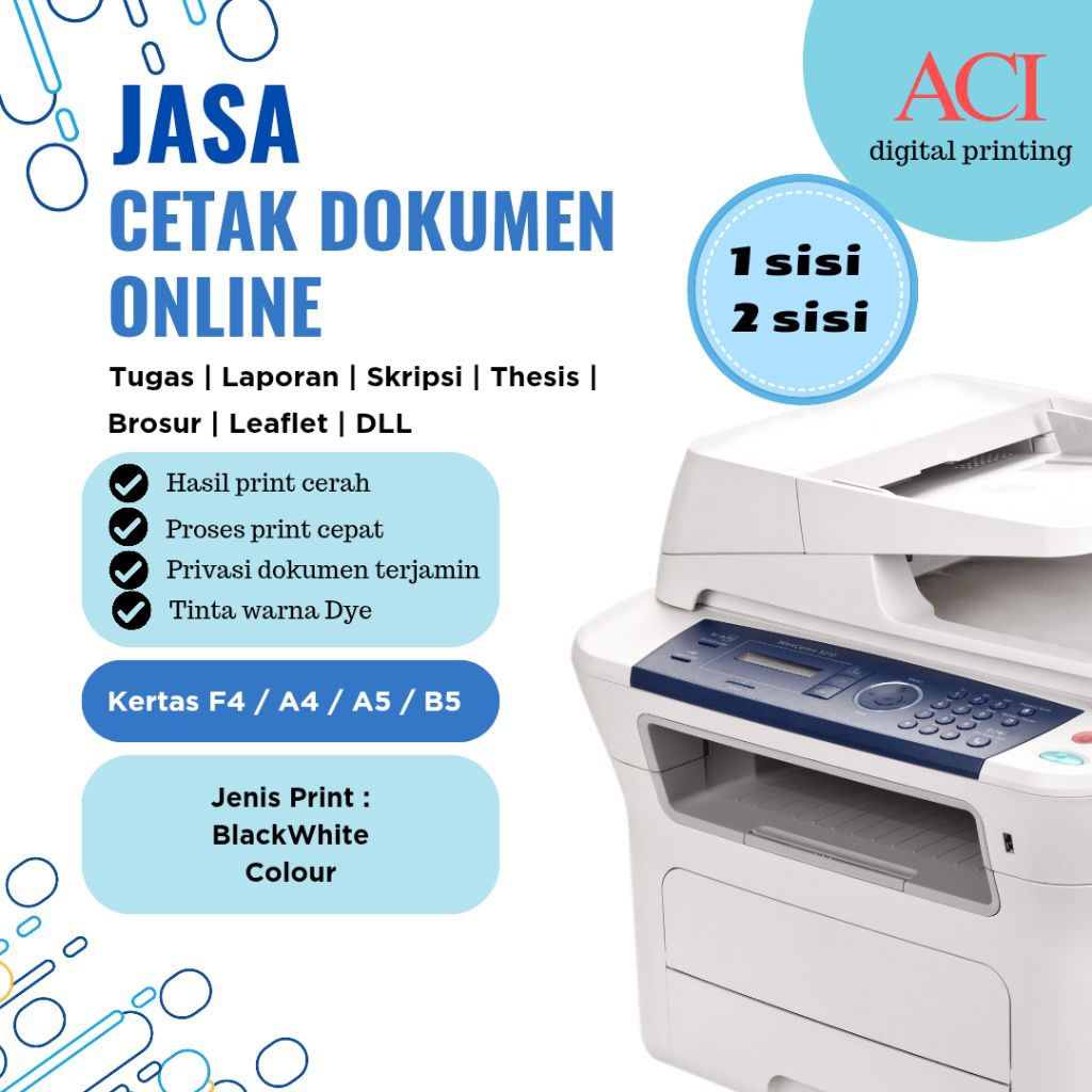 

Jasa Cetak / Print Dokumen Online Murah A5/A4/B5/F4