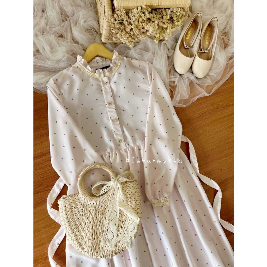 AMY DRESS : POLKA COTTON CANDY Gamis Polkadot Vintage Korean Dress SIZE S M L XL Mysha Iwearmysha