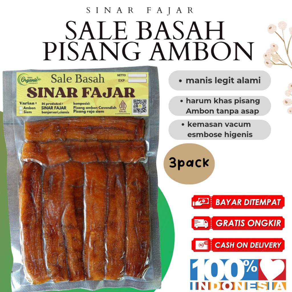 

3 Pack Sale Basah Pisang Ambon – Camilan Manis Legit Alami.