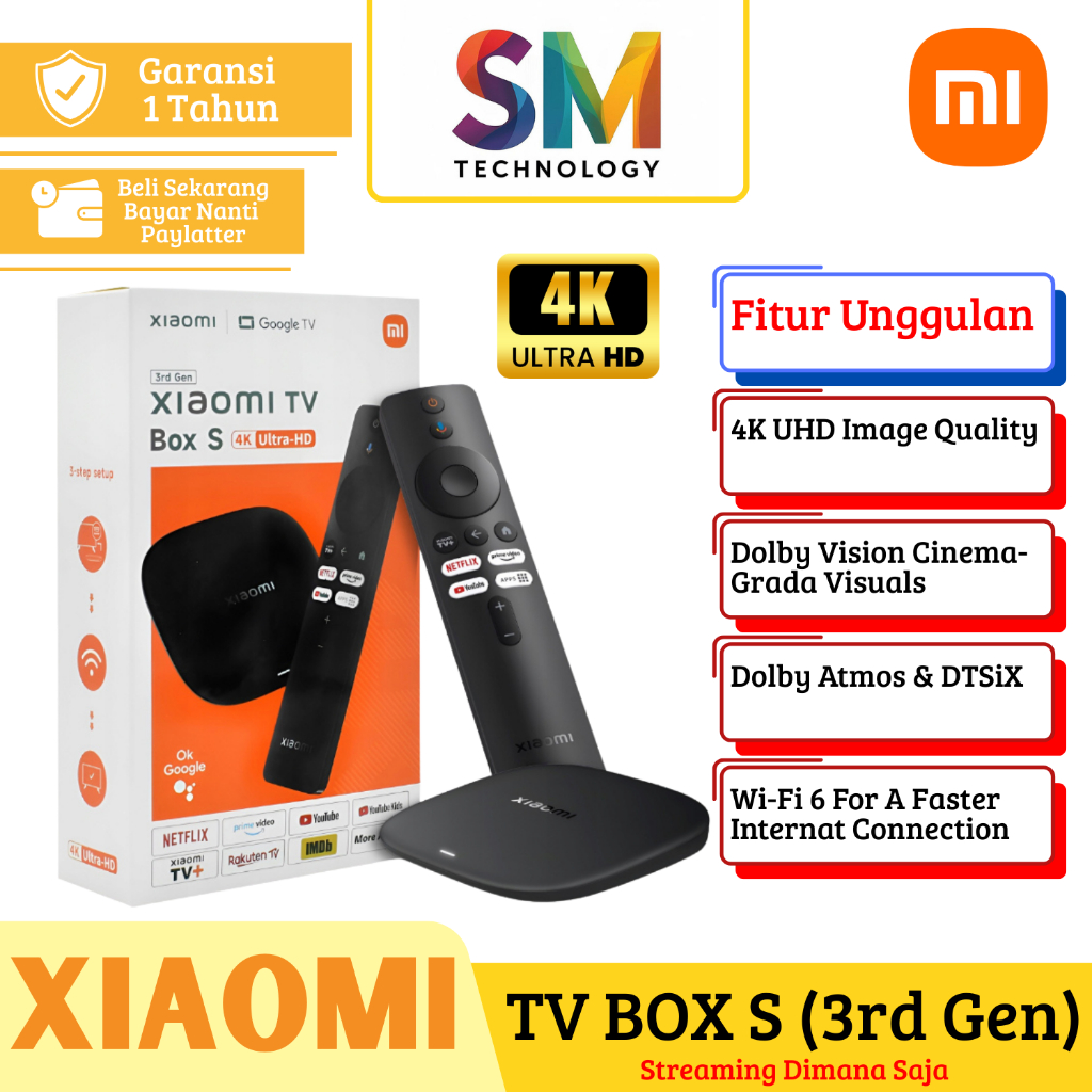 Xiaomi TV Box S 3rd Gen Android/Google TV 4K HDR – 32GB, Dolby Atmos, Wi-Fi 6