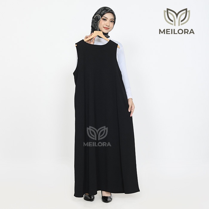 MEILORA - AISHA INNER DRESS MUSLIMAH HITAM - BAHAN BABY TERRY POLOS