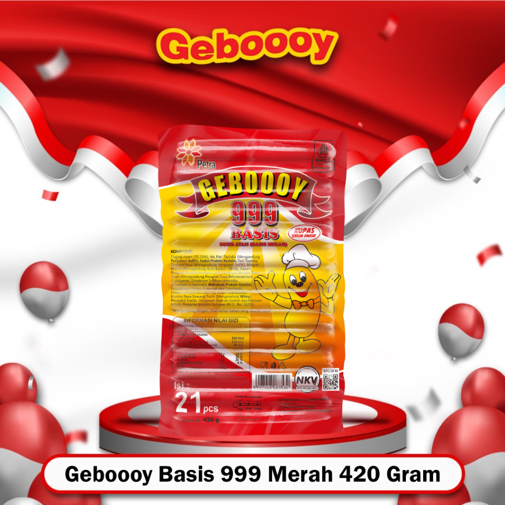 

Geboooy Basis 999 Merah 420 Gram Baso Sosis Isi 21 Pcs