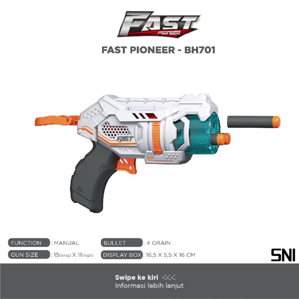 FAST PIONEER - MANUAL MINI GLOCK BLASTER / Pistol Mainan / Tembak-tembakan Airsoft / Soft Bullet / P