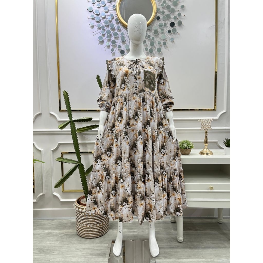 Midi dress salvina ys JUMBO 4L 5L rayon viscose terbaru.