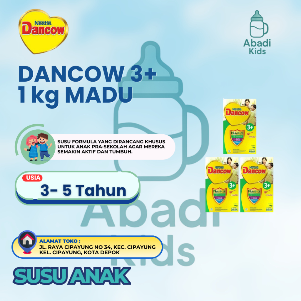 Dancow 3+ 1kg Susu Anak 3–5 Tahun Vanila/Madu