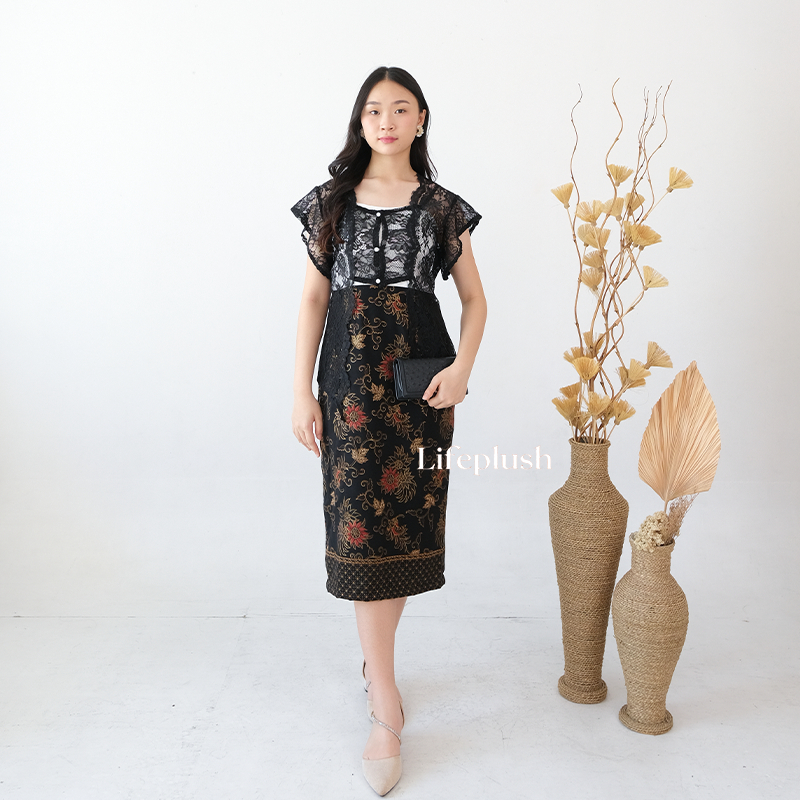 Dress Batik Modern Couple Organza Bordir Mewah Wanita Pesta Kondangan Cantik- Lifeplush GITA