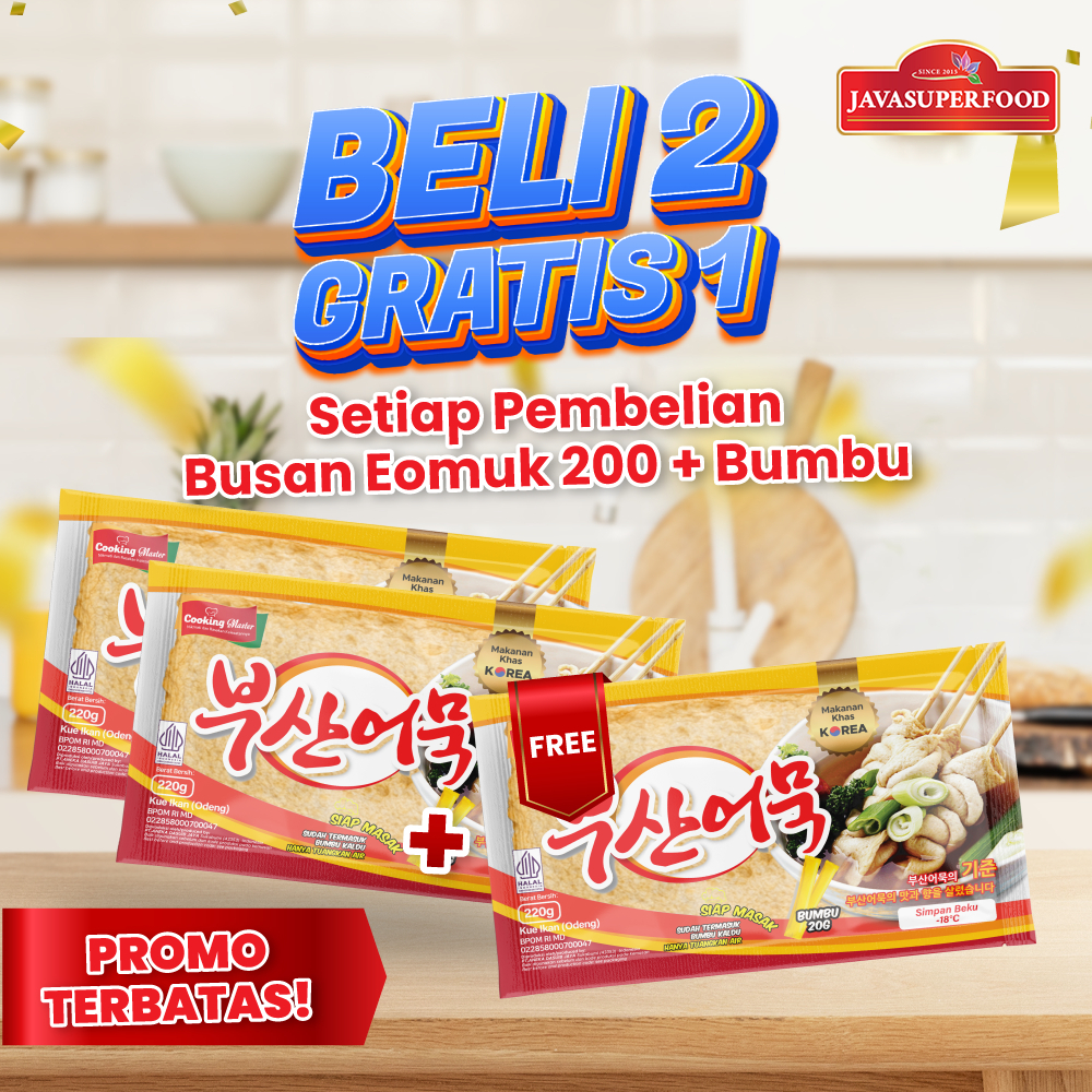 

(BELI 2 GRATIS 1) Busan Eomuk Halal / Odeng Korea Halal Fish Cake 200g+Bumbu