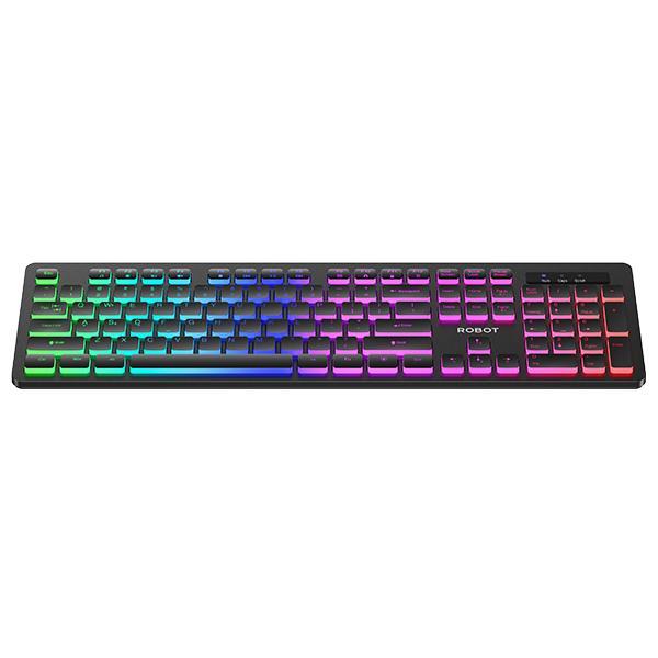 Robot RK40 Keyboard Komputer Wired Ultra Tipis dengan Latar Lampu 7 Warna Keyboard Kabel Computer Er