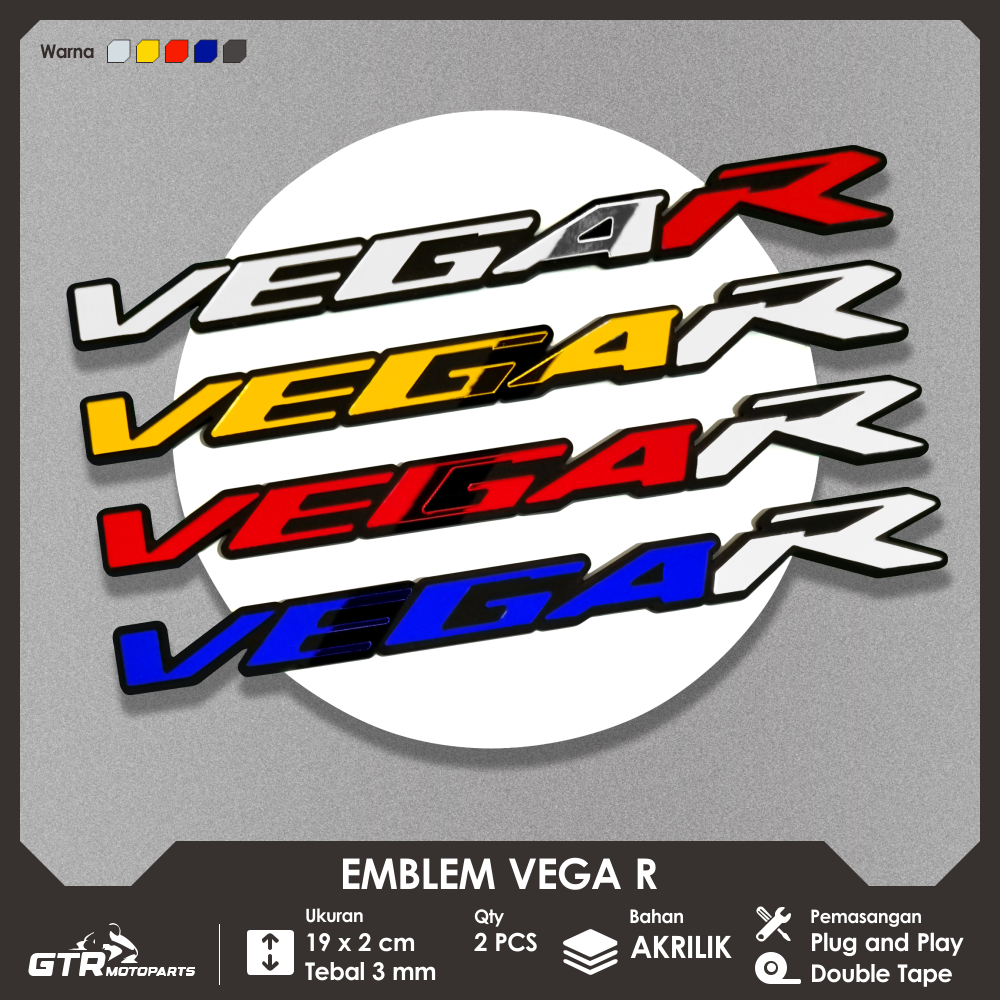 GTR Emblem Vega R 2 PCS Aksesoris Motor Timbul 3D Yamaha Vega R