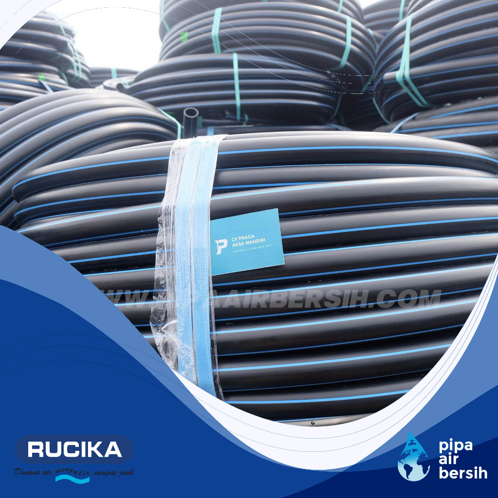 Pipa HDPE Rucika 1 inch PN 16 Panjang 100 meter / Rucika Black HDPE 32mm