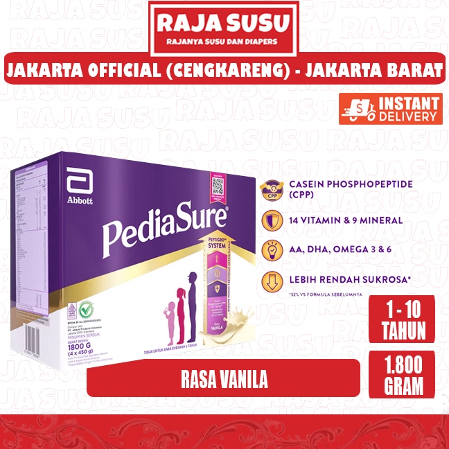 PEDIASURE VANILA 1800 GR (4X450 GR) - RAJA SUSU