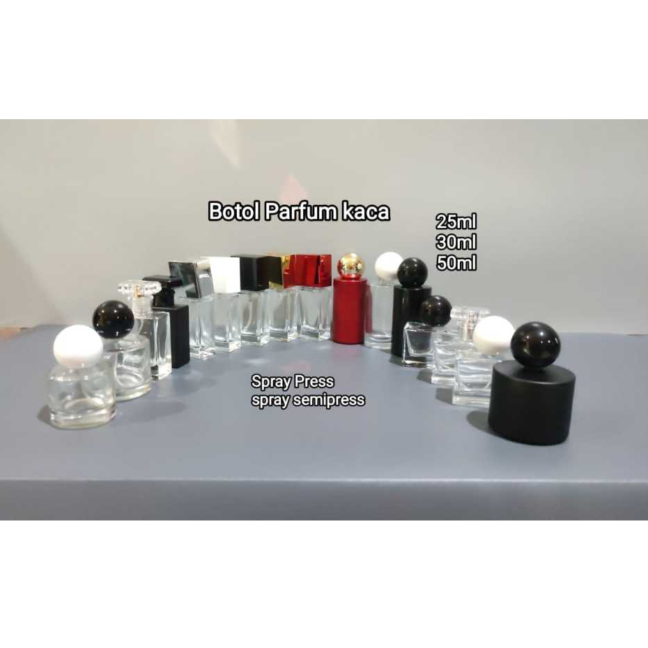 Botol Parfum Kaca Spray Gold semipress Botol Parfum kaca Spray Gold press 25ml 30ml 50ml Spray Botol