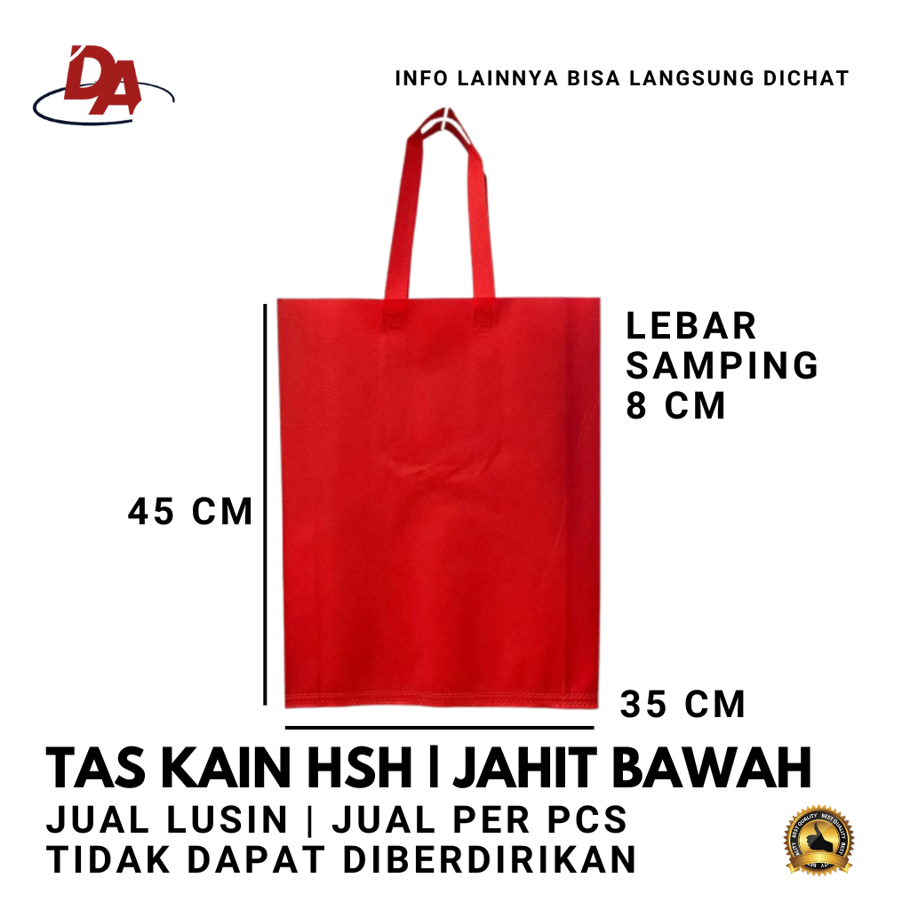 

TAS KAIN 45X35X8 PER PCS - GOODIE BAG HSH - TAS SPUNBOND HSH - TAS KANVAS